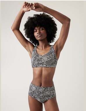 Athleta Bondi Bra Cup Bikini Top in Black and White Pattern, Size 36B/C